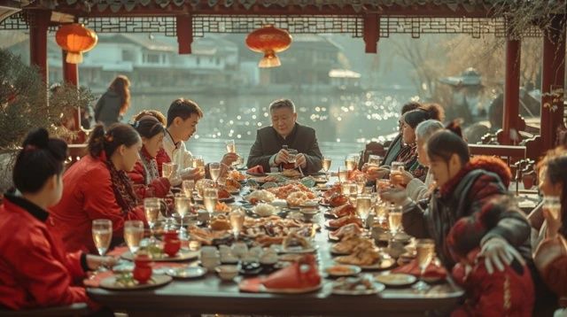 河北邯鄲，一位50歲的女富婆宴請30位老同學吃飯，點了1桌美食