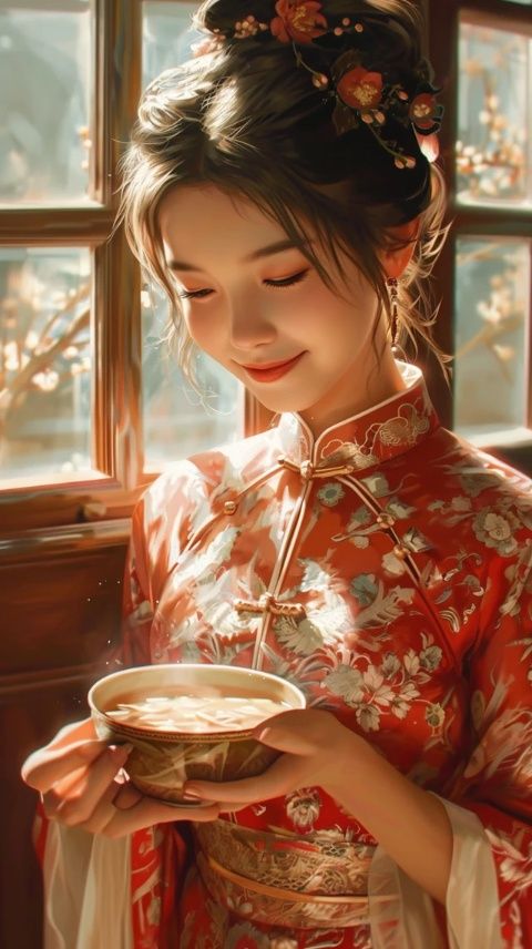 香車美女享用美味佳肴
