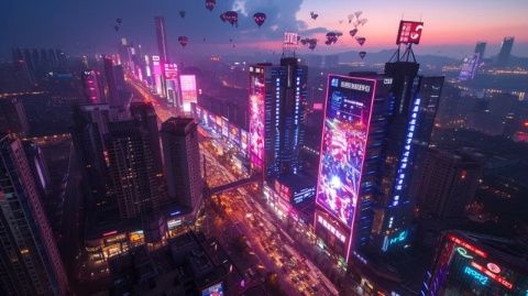 北京路中軸商圈夜經(jīng)濟(jì)繁榮，萬(wàn)象更新，城市成長(zhǎng)與發(fā)展矚目