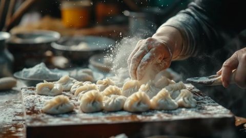 餃子里的巨無霸蓬萊鯖魚餃子和手掌一樣大