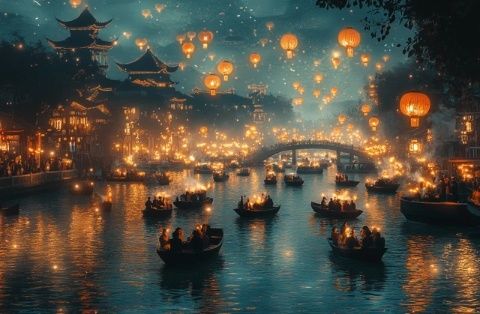 中秋夜西塘古鎮(zhèn)夜景美如畫