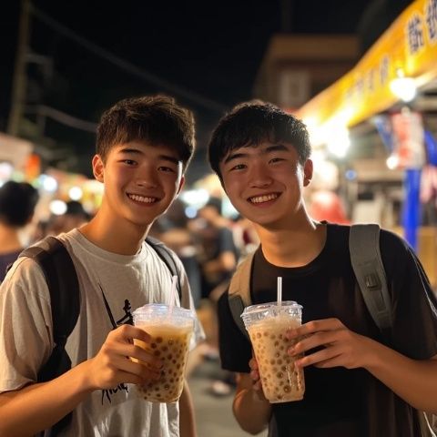 在廣西梧州市，晚上10點了，在一個中學的對面街夜市