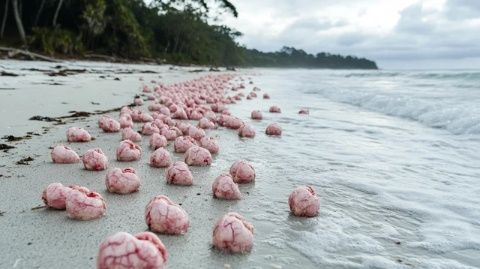海灘上奇異木頭上的橡膠觸手是什么生物？