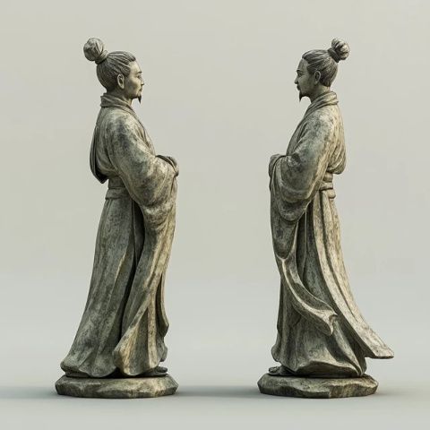 唐仕女俑國(guó)學(xué)文化藝術(shù)品古代宮廷生活彩繪騎馬俑一對(duì)兒手工藝品