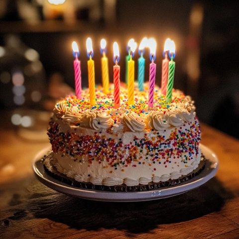 點(diǎn)上蠟燭，生日快樂(lè),這套餐挺好，生日蛋糕都不用給你買(mǎi)了。先來(lái)一大口蛋糕