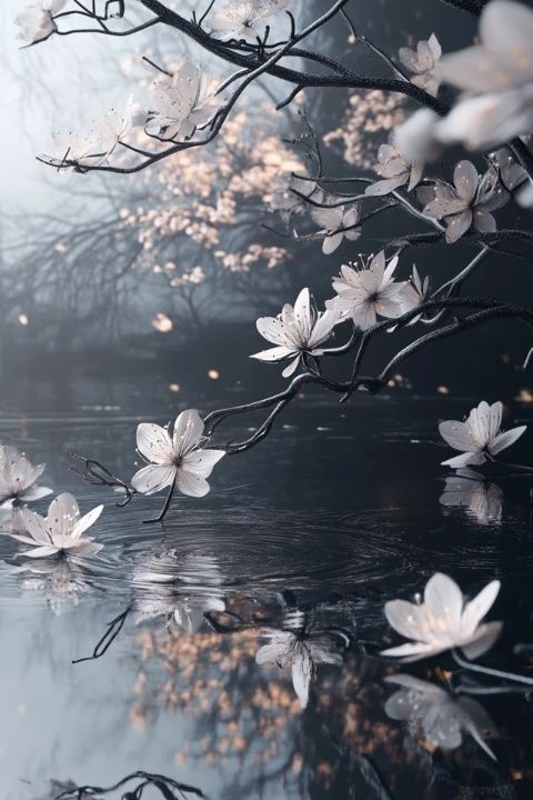 白宮晚景：湖面倒影與花團(tuán)錦簇交相輝映