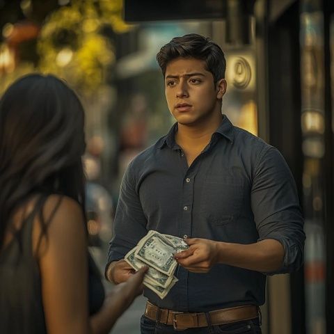 街邊小吃店里，服務(wù)員與顧客起了口角..."再來一碗粉湯，放點(diǎn)牛肉!