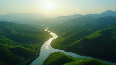 北江，水系遙遠流長，水資源豐富，沿江兩岸，山高淺峰，樹木成林，郁郁忽怱