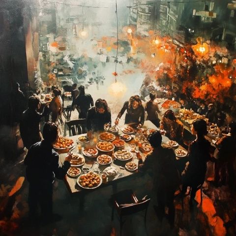 即將來臨的新一年的夜晚聚會(huì)