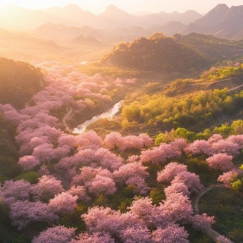 櫻山花谷位于揭西縣京溪園鎮(zhèn)，每年2-3月，漫山遍野的櫻花將這里變成花的海洋