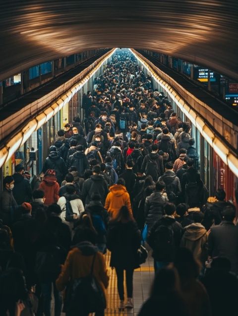 今天回到深圳，感覺(jué)人潮洶涌,地鐵里人擠成一團(tuán)