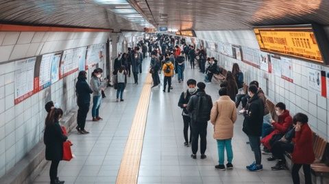 今天回到深圳，感覺人潮洶涌,地鐵里人擠成一團