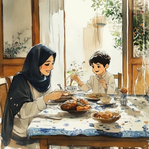 烏蘭察布早餐：奶茶、鮮奶、蒸南瓜與雞蛋白