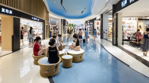 五緣灣天虹購物中心二樓:積木主題餐廳與鄰近的積木教育體驗(yàn)館