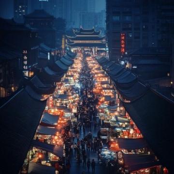 ?？谝故袩狒[程度與其他城市相比不減，周末市場(chǎng)更是生活的一部分。