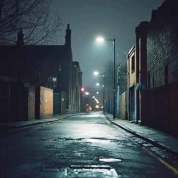 夜晚的街頭，曾經(jīng)的車水馬龍已不復(fù)存在，只剩下孤零零的路燈和寂靜的建筑
