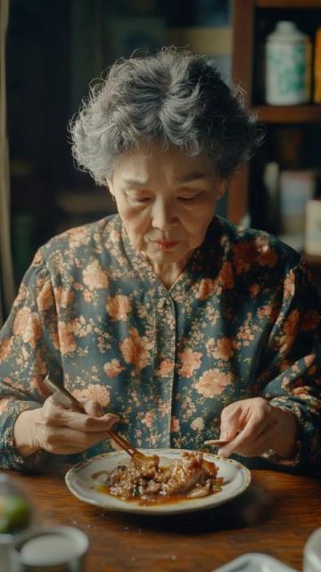 這位大媽已經(jīng)六十七歲，來(lái)自四川的成都，在我們附近美食城干服務(wù)員