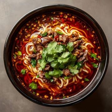 內(nèi)江牛肉面是四川省內(nèi)江市的特色傳統(tǒng)小吃，以其麻辣鮮香、