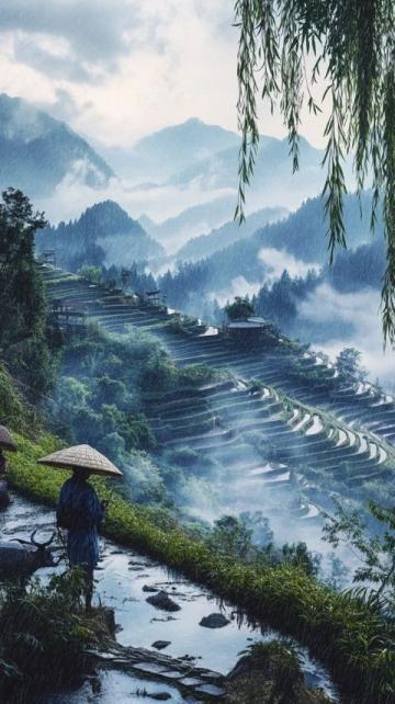 清明時節(jié)，細(xì)雨綿綿，萬物復(fù)蘇,田野間果園里，路邊長了許多的鼠曲草