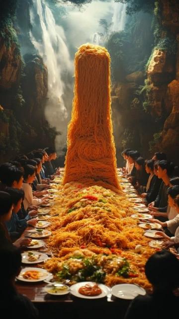 河南農(nóng)村廟會壯觀景象:巨型大鍋菜溫暖鄉(xiāng)愁,鐵鍬作勺引千人圍觀