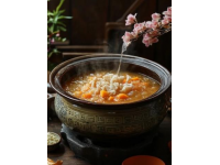 在五峰山口，在杏花深處，吃到最正宗的＂熬菜＂和最松脆的＂貼餅子＂,＂熬菜＂應該算