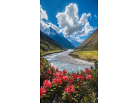 游賞小綠水河風(fēng)景區(qū)，看綻放的各種花，仿佛置身于一幅生動的畫卷中,每年這個季節(jié)