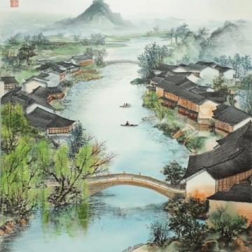 人家盡枕河古宮閑地少水港小橋多(君到姑蘇見，人家盡枕河,古宮閑地少，水港小橋多)