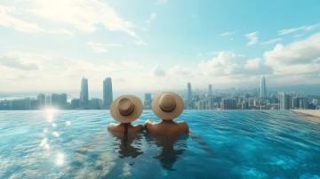 海邊天際玻璃棧道與15米高空無邊際泳池探險(xiǎn)之旅
