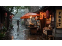 游客撐傘排隊(duì)等美食(排隊(duì)等美食)