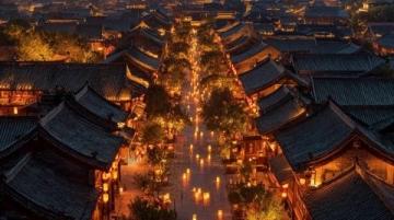 天津古文化街夜景：再現(xiàn)千里江山圖之美