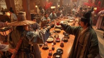 紅樓夢第四十一回：劉姥姥與林黛玉、司馬相如等人一同用餐時飲酒。