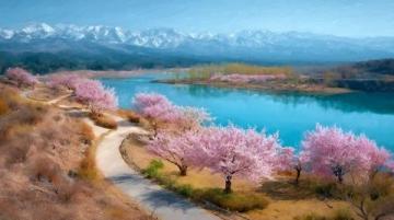桃花湖度假水域風(fēng)光，風(fēng)格文案任你挑選