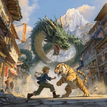 清朝姚墅鄉(xiāng)民在山上突遇老虎，虎一個(gè)劍步撲倒了他，利爪抓傷臉頰血流不止
