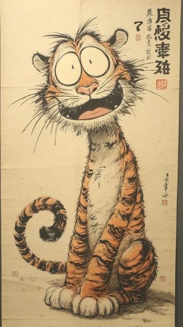 清朝姚墅鄉(xiāng)民在山上突遇老虎，虎一個(gè)劍步撲倒了他，利爪抓傷臉頰血流不止