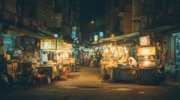 夜幕下的棗莊東湖夜市美景與美食共賞